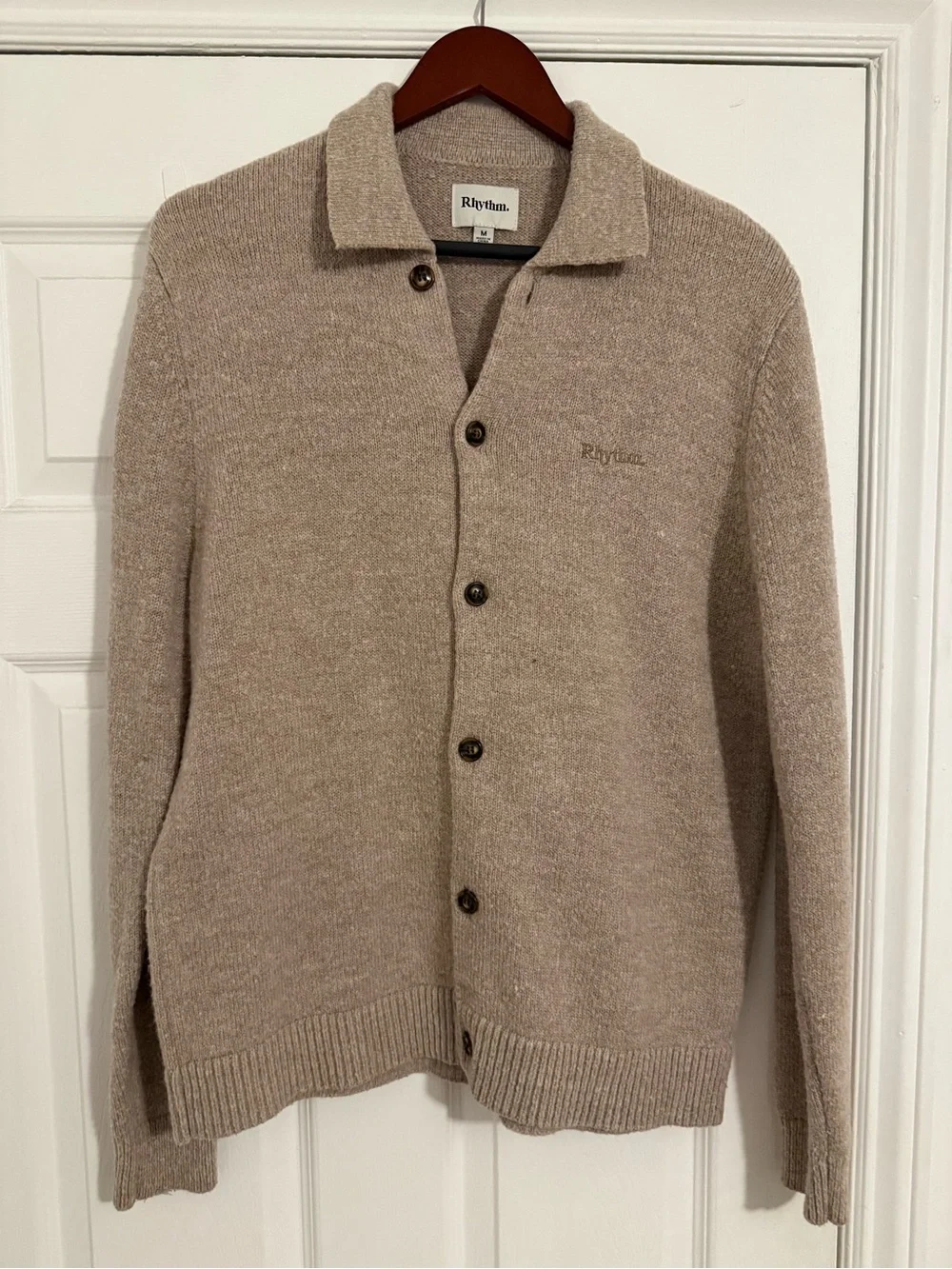 Mohair Button Up Knit Natural by Rhythm.